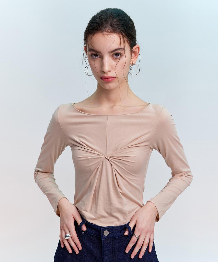 Heo Knotted Long Sleeve Top_Beige