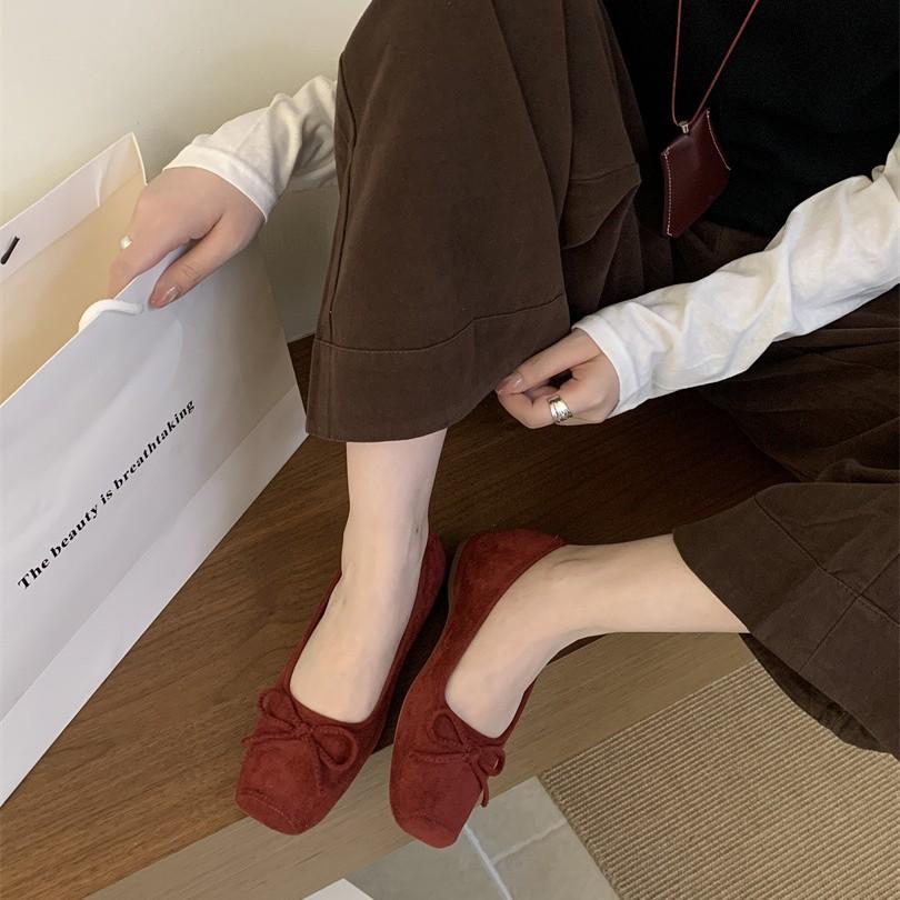 Shoes Women's Shoes French Single Shoes Bow Flat Bottom Shallow Mouth New Gentle Spring Pedal