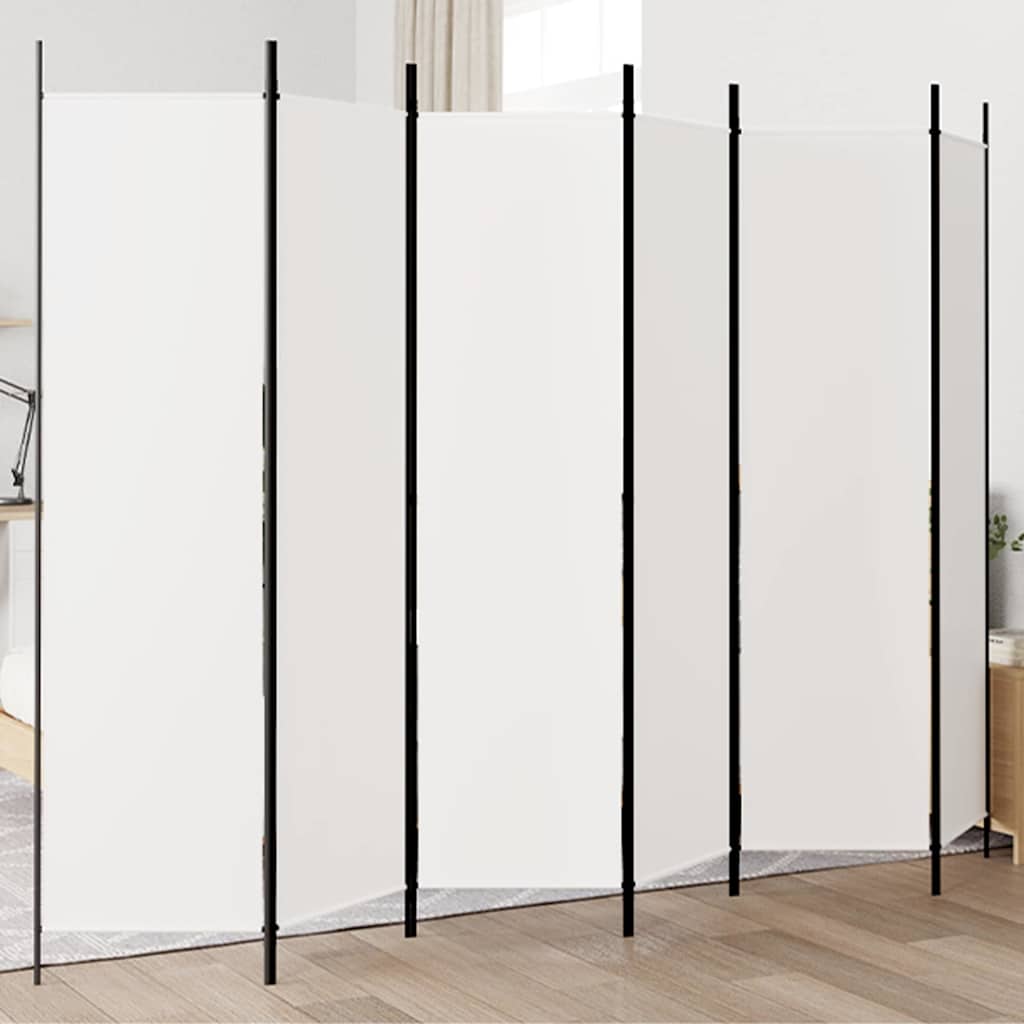 6 Panel Room Divider White 300x200 Cm Fabric