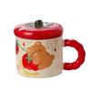 Cartoon Cute Persimmon Mug with Lid Cute Animal Ceramic Household Water Cup Good Looking Cup Souvenir