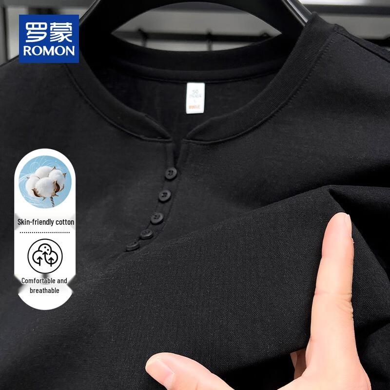 ROMON Men's Summer Stand-Up Collar Short-Sleeve T-Shirt