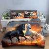Fiery Black and White Horses Bedding Duvet Cover Set  (1*Duvet Cover 2*Pillowcases, Without Duvet Insert)