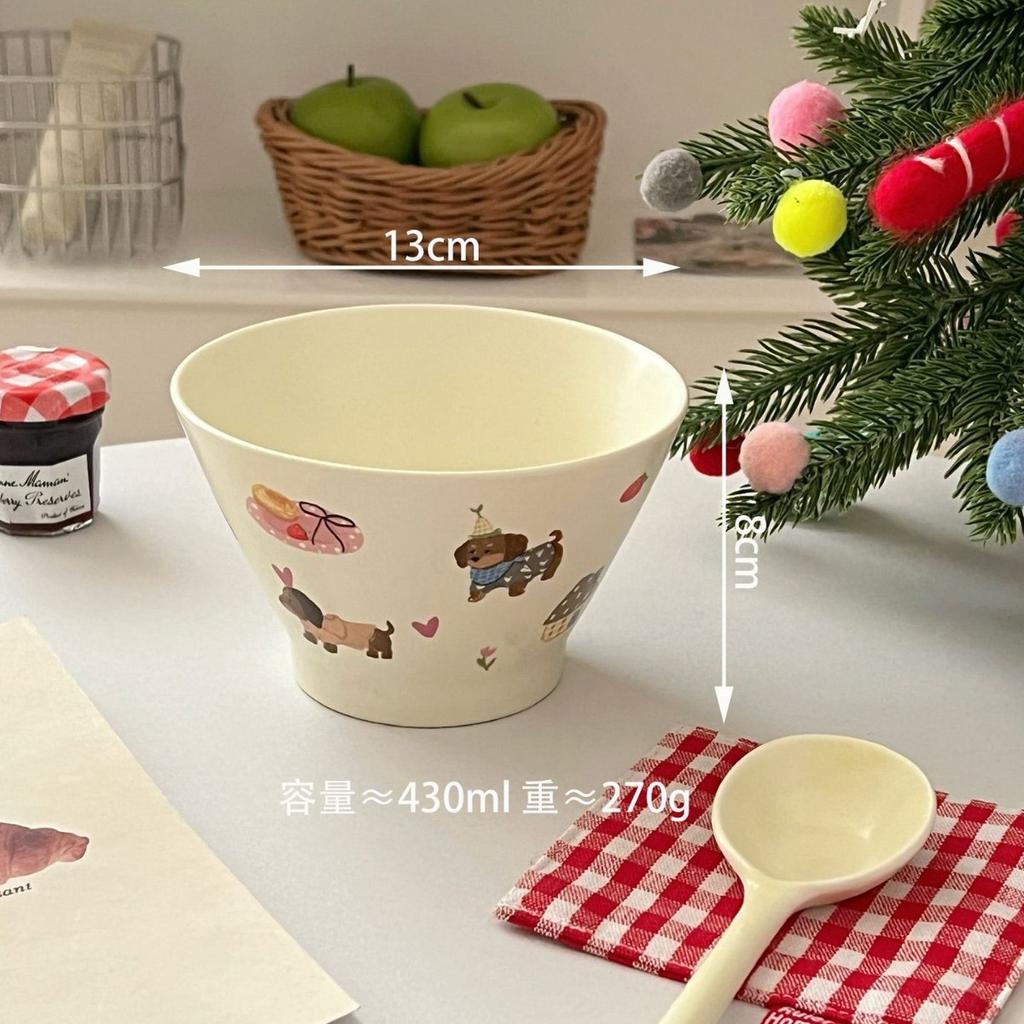 Cartoon Apple Dog Bowl, High Beauty Ceramic Household Japanese Rice Bowl, Oatmeal Fruit Salad Bowl, Exquisite Kitchen Decoration