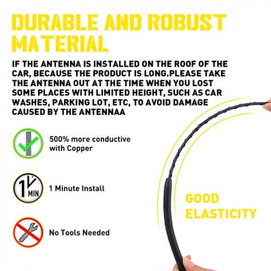 9" Inch Antenna Mast Black Power Rod Radio AM/FM w/ Screws Universal Replacement