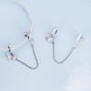 WOSTU 925 Silver Love Heart Silicone Safety Chain Butterfly Angel Wing Link Charm Fir Original Bracelet DIY Jewelry