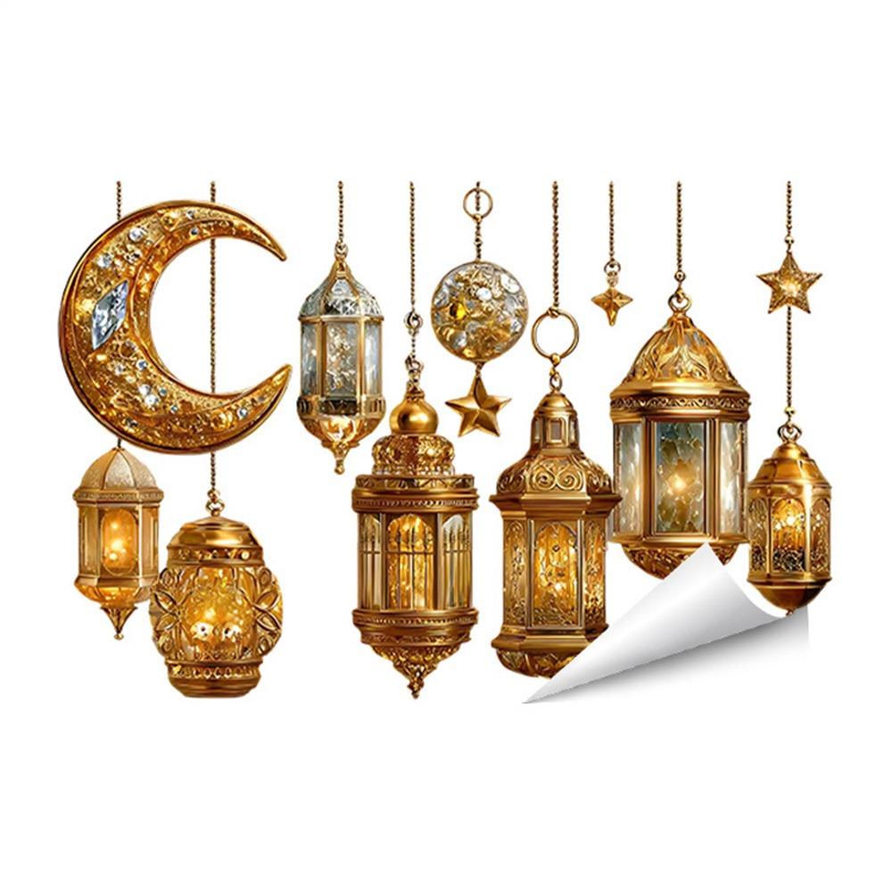 

Multicolor Eid Mubarak Wall Stickers Star Moon Lantern Castle Ramadan Kareem Decals Accessories DIY Ornament Wall Mural