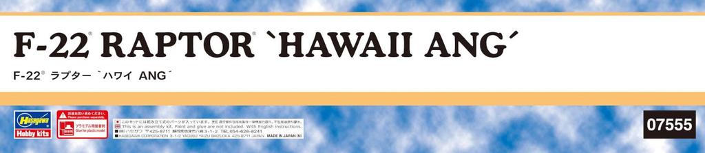 Hasegawa Hawaii Air National Guard Raptor Plastic Model Kit 07555 1/48 F-22 (Airplane)