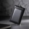 Leather Work ID Badge Holder with Foldable Magnetic Closure