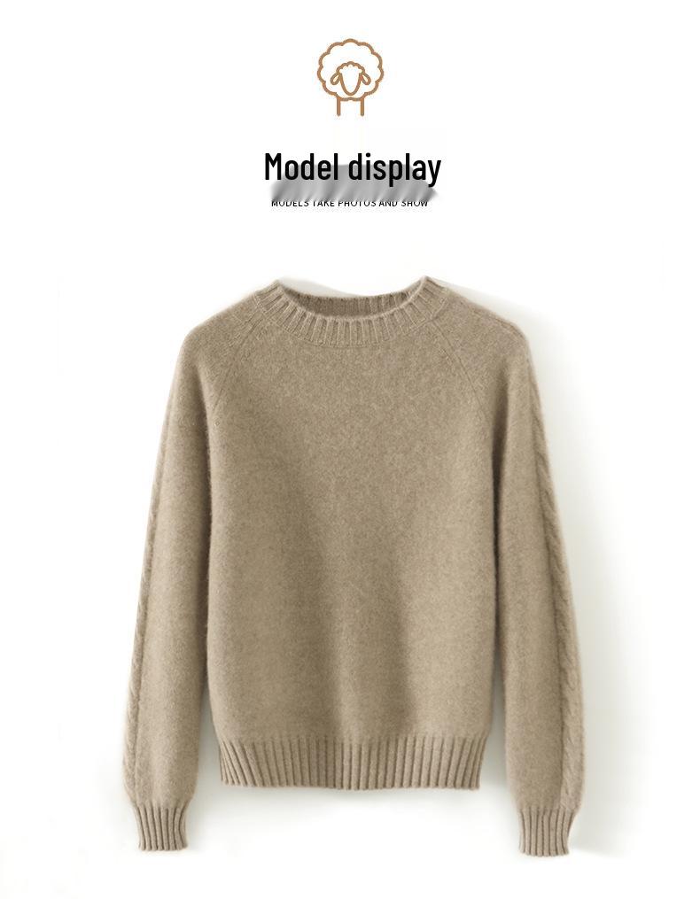 2024 Fall/Winter Women's Korean Slim Fit Wool Sweater - Solid Color, Long Sleeve Knitwear