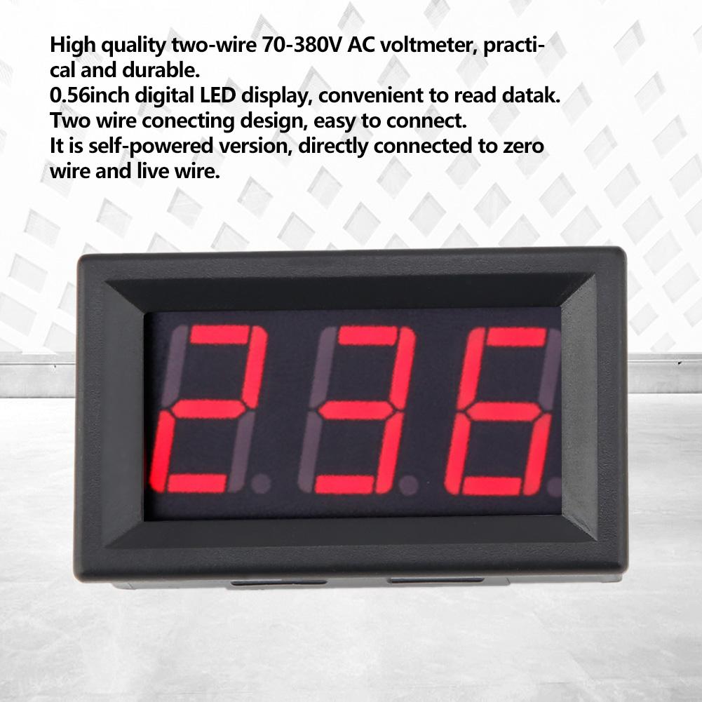 Digital Voltmeter 0.56inch Two Wire AC 70 380V Digital LED Display Voltage Meter (Red)