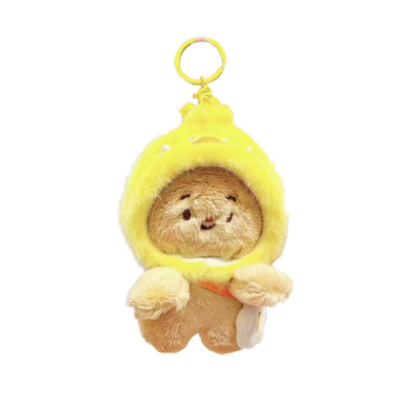 Charming Creamy Jinnew Bear Plush Keychain Cozy Animal Hat Design Cute Accessory