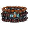New Turquoise Wood Bead Coconut Shell Five-piece Bracelet Handmade Beaded Retro Fashion Bracelet