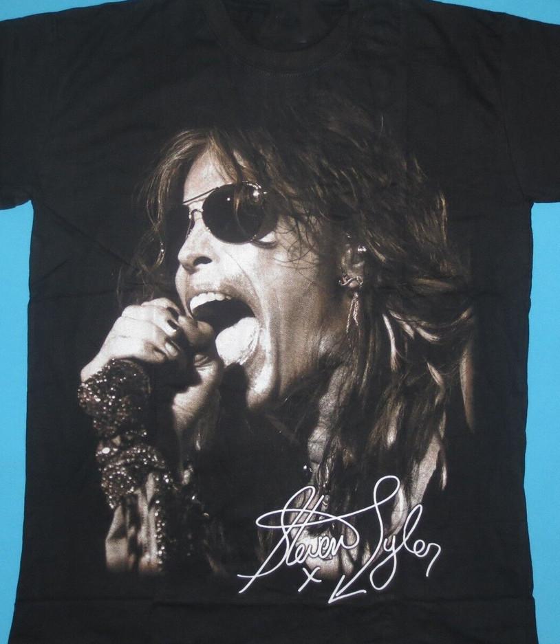 Aerosmith Steven Tyler signature black shirt Cotton Tee S-5XL JJ2458 Unisex T-Shirt Graphic Tee S