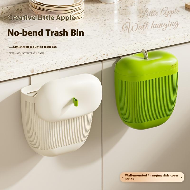 1pc Wall Mounted Trash Can with Pull Out Lid , No Drill Installation, Large Capacity Durable Plastic Bin for Kitchen , Bathroom