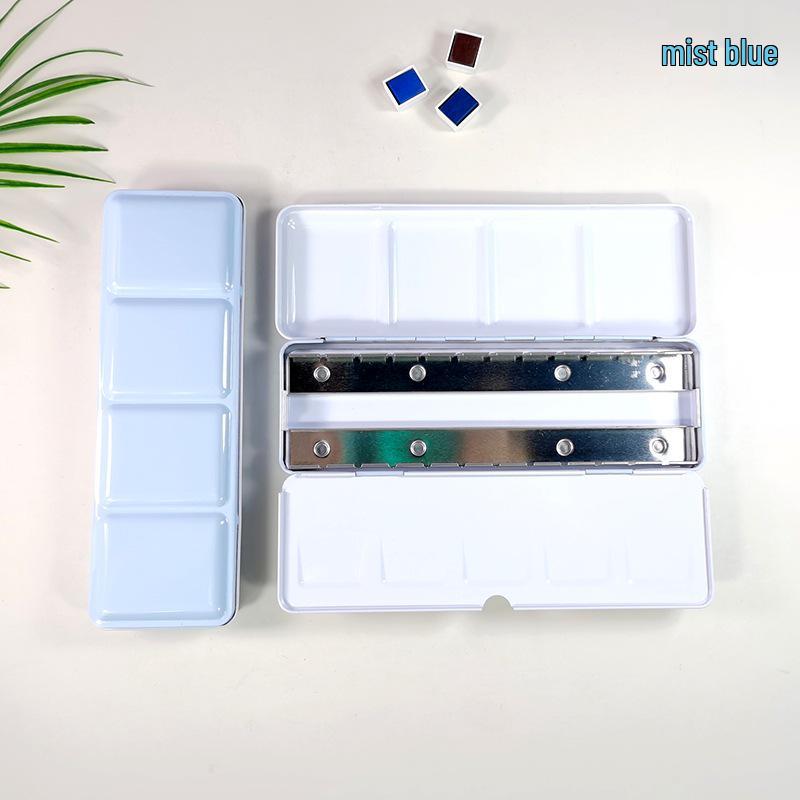 24-Color Tinplate Watercolor Paint Box with Card and Brush Holder
