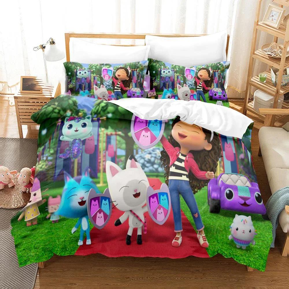 3D Printed Gabby Dollhouse Bedding Set Cartoon Duvet Cover Double Twin Full Queen King Adult Kids Bedclothes Quilt Cover