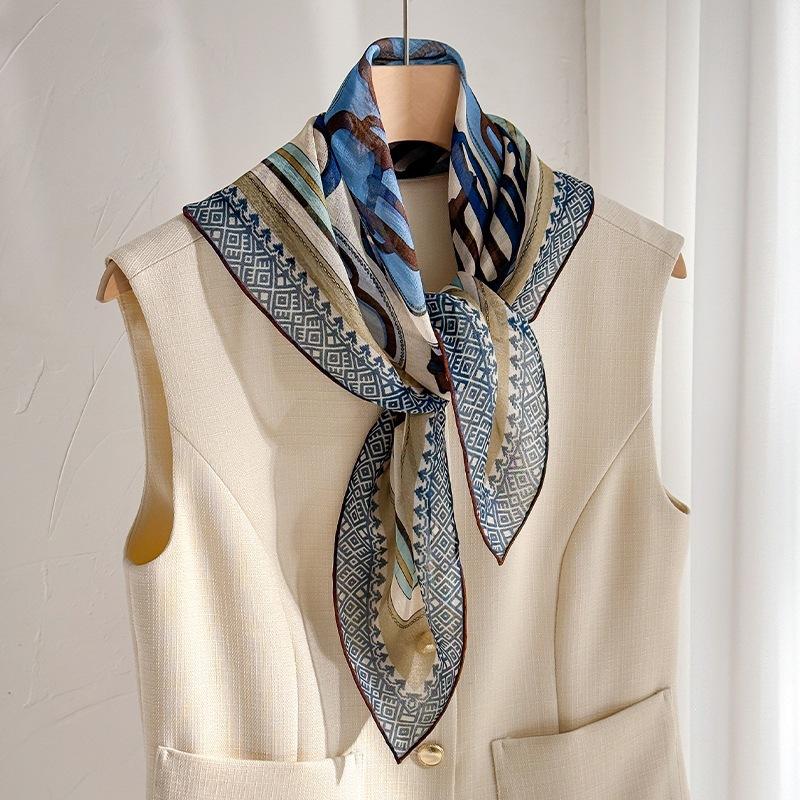 "Italian old money style" silica silk scarf women's spring and summer mulberry silk scarf fashion decorative scarf