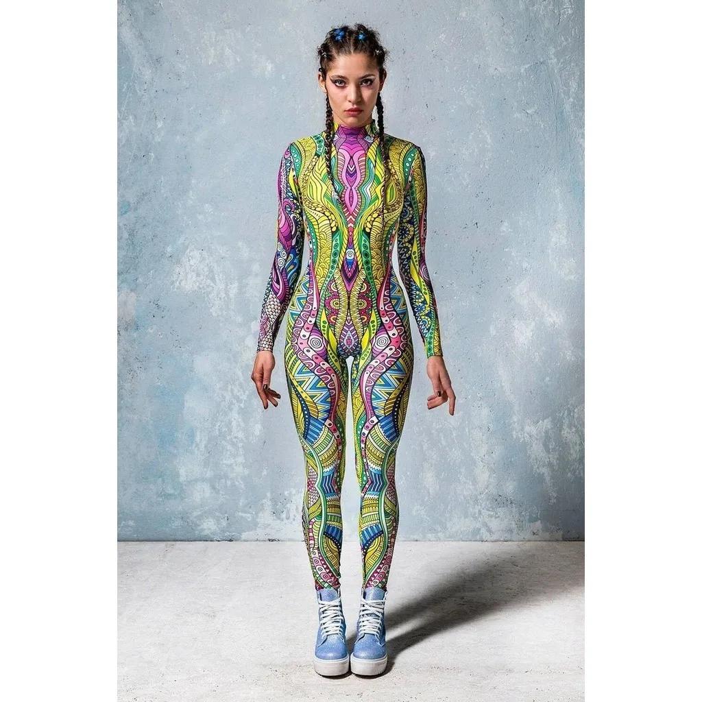 3D Digital Printing Stage Performance Costumes Adults Halloween Events Carnival Theme Party Cosplay Outfit Pretend Game Jumpsuit