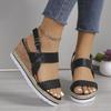 White Braided Wedge Sandals Women Summer 2025 Light Non Slip Beach Shoes Woman Fashion Buckle Strap Platform Sandalias De Mujer