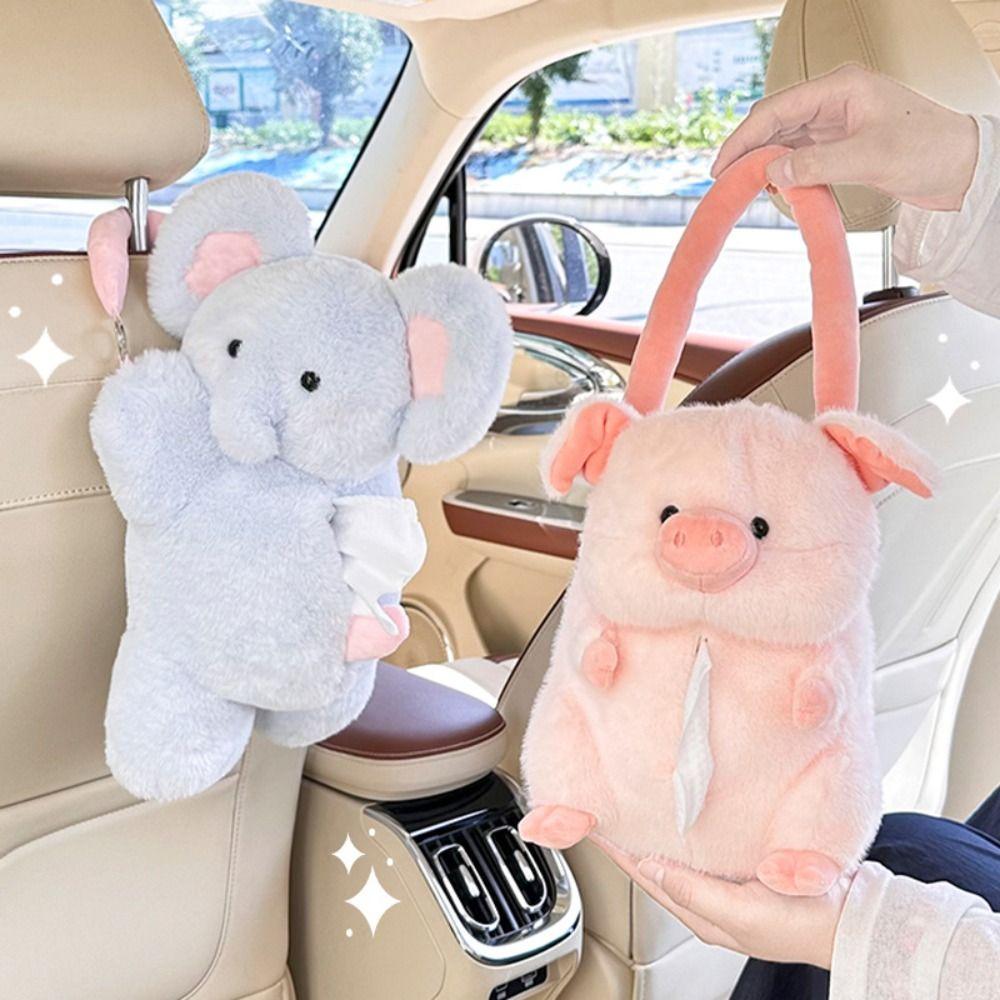 

Storage Function Elephant Plush Tissue Box Decorative Cover Stuffed Tissue Cover Car Use Style B