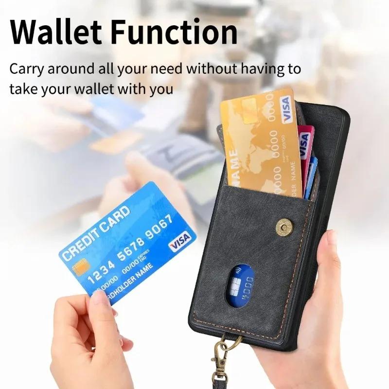 For Google Pixel 9 Pro XL Wrist Strap Card Slot Wallet Phone Case For Google 8 9 Pro 8A 7A 6A Leather Wallet Protective Cover