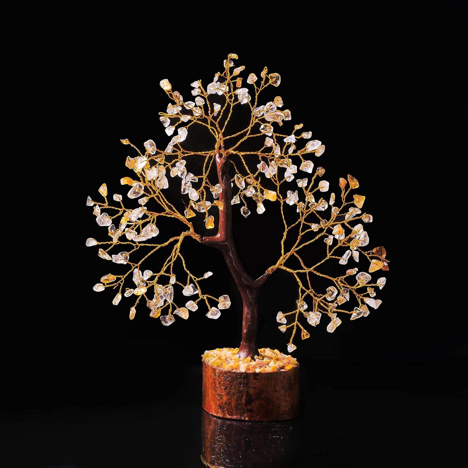 

Кристаллы и камни, Цитрин и Кристалл прозрачного кварца, Шоу-стоппер для украшения дома, Бонсай Денежное дерево, Размер 10-12 дюймов. 1 кусок