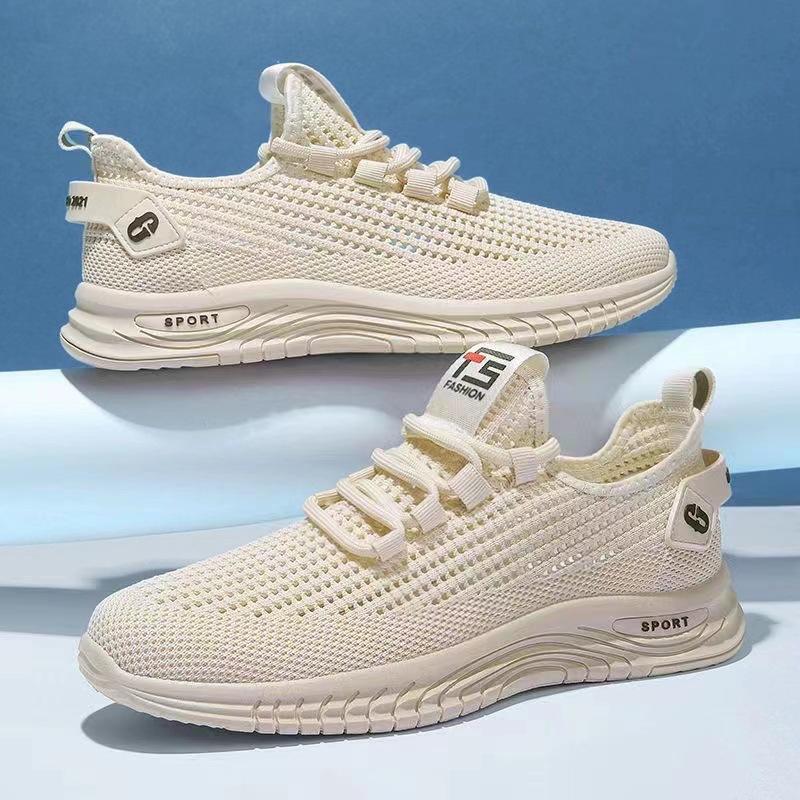 Outer Size Large Size New Trend Versatile Flying Woven Sports and Leisure Shoes Breathable Mesh Men's Shoes Low-top Soft-soled Jogging Shoes