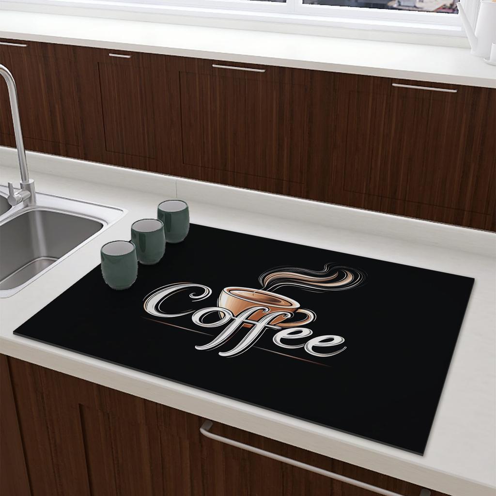 Kaffeemaschinenmatte Wasserdicht Küchen Geschirrtrockenmatten Rutschfeste Abtropfmatte Schnelltrocknend Geschirr Wasserhahn Essgeschirr Teppich