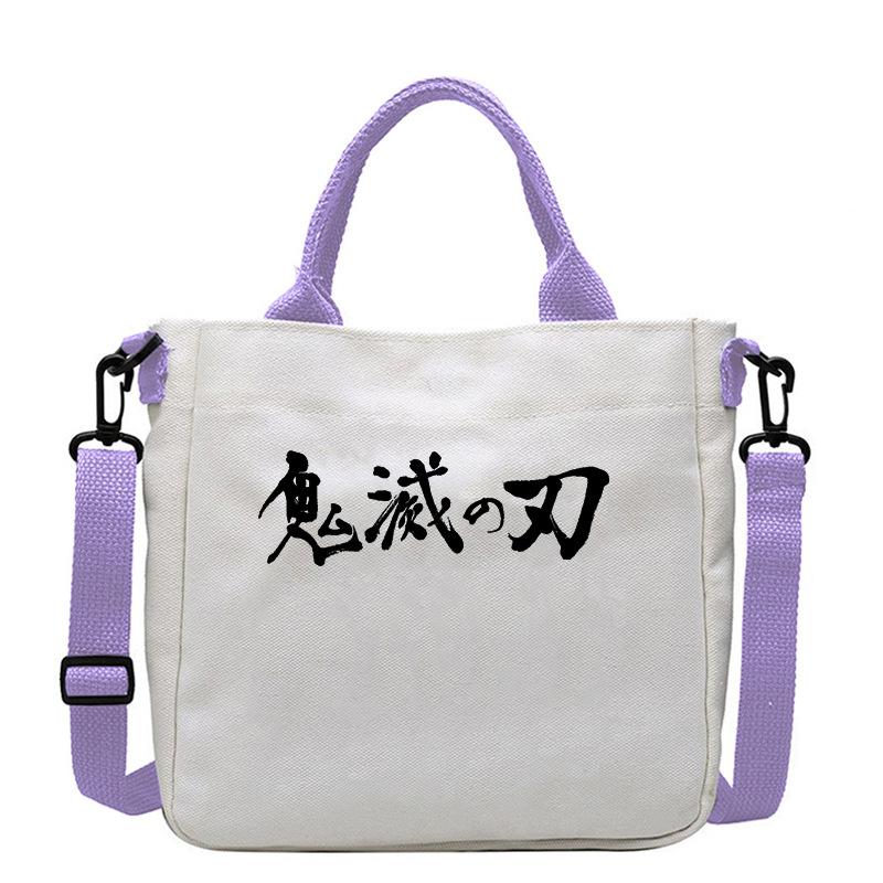 Japan cartoon comics Demon Slayer Print Canvas Bag Stylish Women's Handbag Large Capacity Casual Shoulder Bag 7560