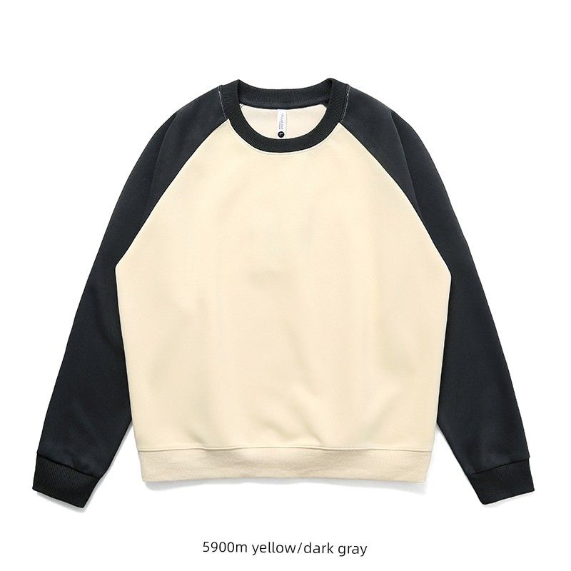 American Retro Trendy Brand Patchwork Color-Blocking Crewneck Sweatshirt for Men 2024 New Spring and Autumn Foreign Trade Men's Casual Jacket