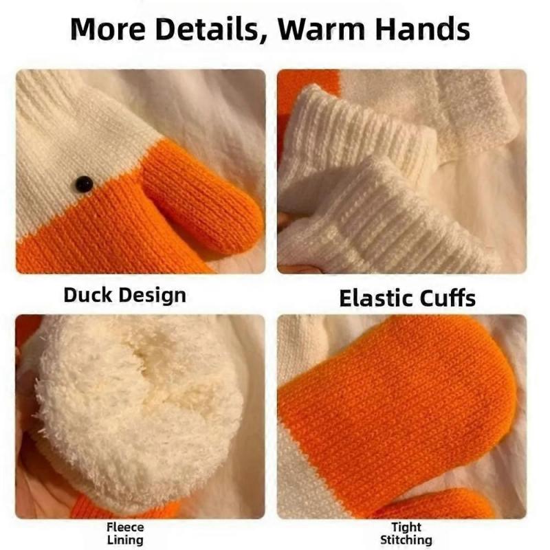 Gloves Big Goose Woolen Gloves with Fingers Women's Winter Warm Plush Thick Anti Cold Gloves Cute Couple