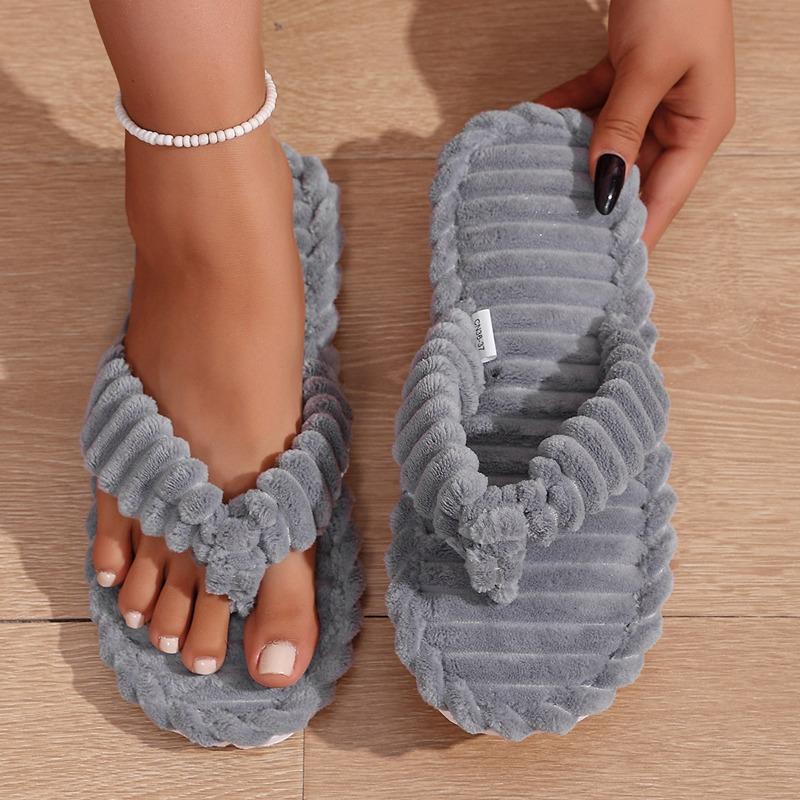 Soft fluffy flip-flops women's summer home comfort flat-bottomed slippers hotel hospitality thickened bathroom slippers women