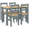 5 Piece Dining Set PANAMA Grey Solid Pine Wood