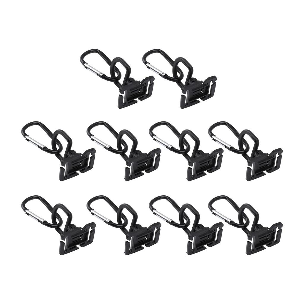 10PCS Lobster Clasp Trigger Clips PP Aluminum Alloy Tent Webbing Camping Lights Hanging D Shape Buckle Hook for Outdoor