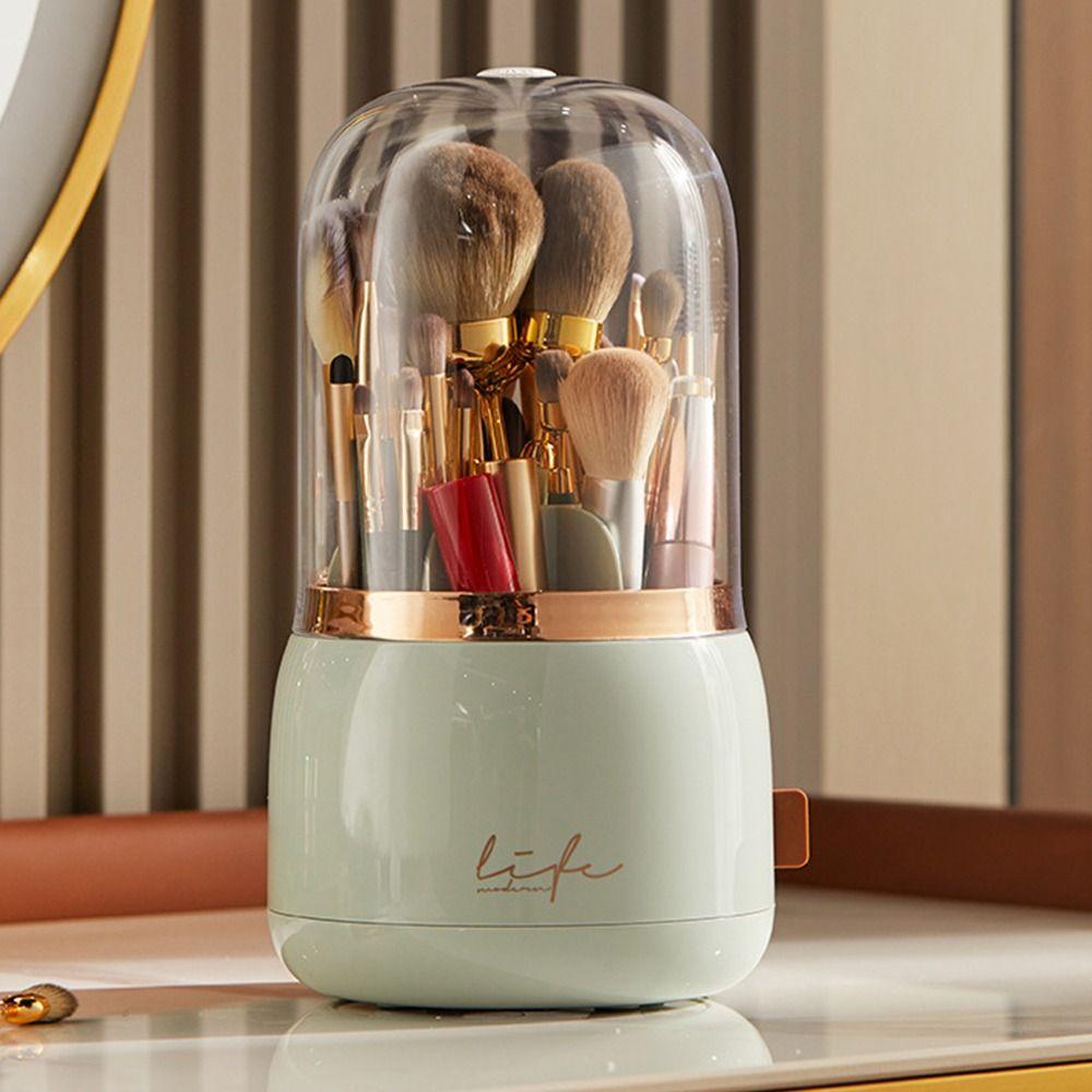 Transparent 360° Rotating Brushes Holder Large Capacity Makeup Brush Storage Tube Storage Tube
