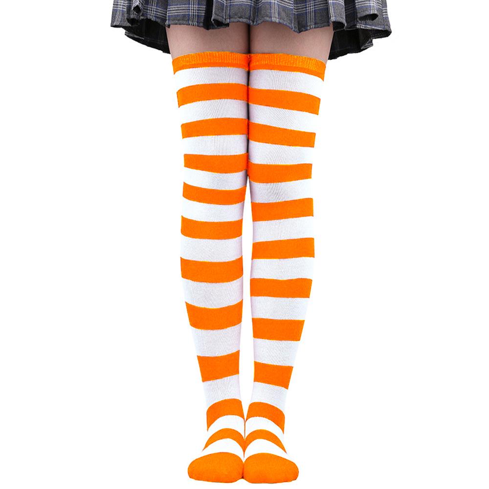 Women's Zebra Striped Thigh-High Socks: Japanese & Korean Style Over-the-Knee Halloween Cosplay Performance.