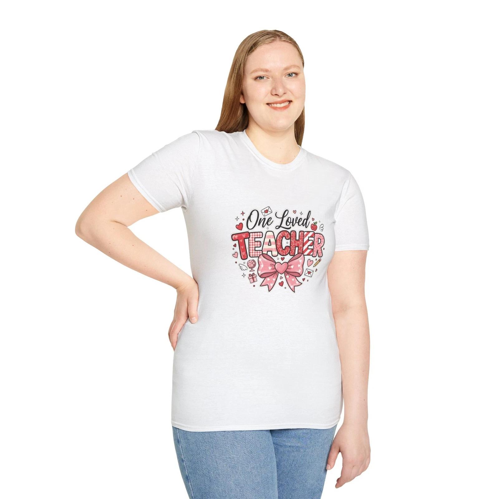 One Loved Teacher Heart Bow T-Shirt | Teacher Appreciation S
