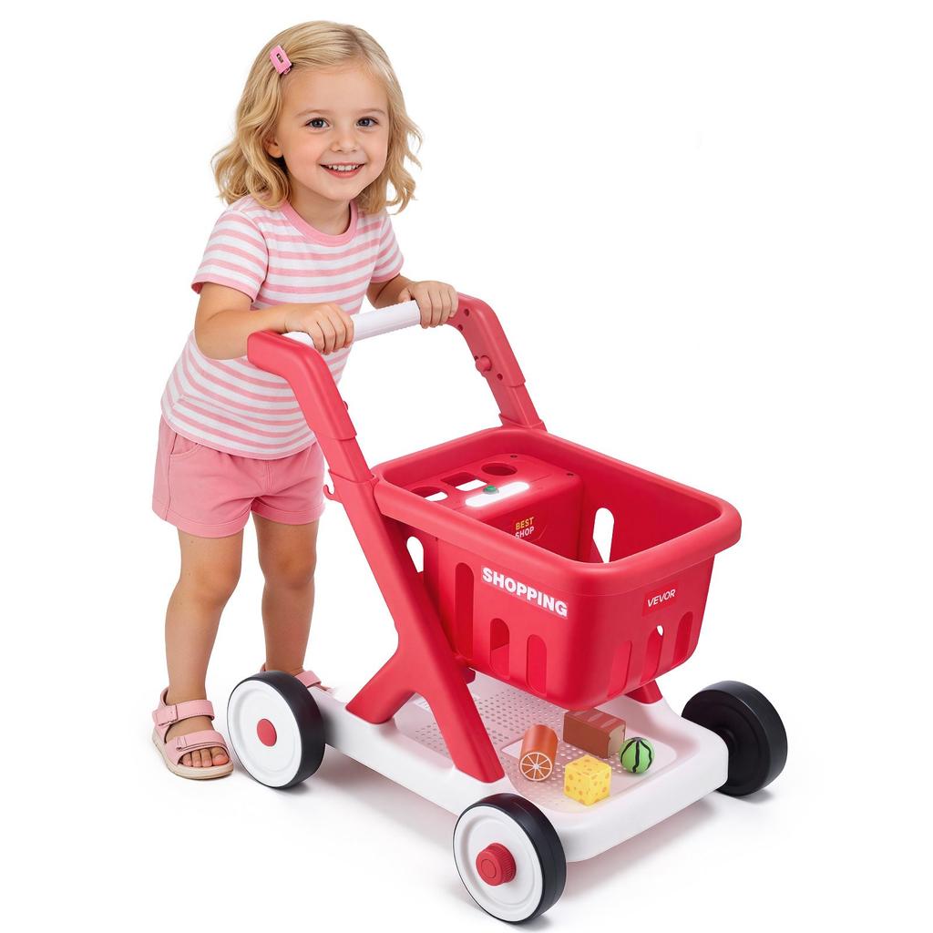 VEVOR Scan & Sort Kids Shopping Cart, for Kids 2+, Toy Shopping Cart with Pretend Food, Lights & Sound