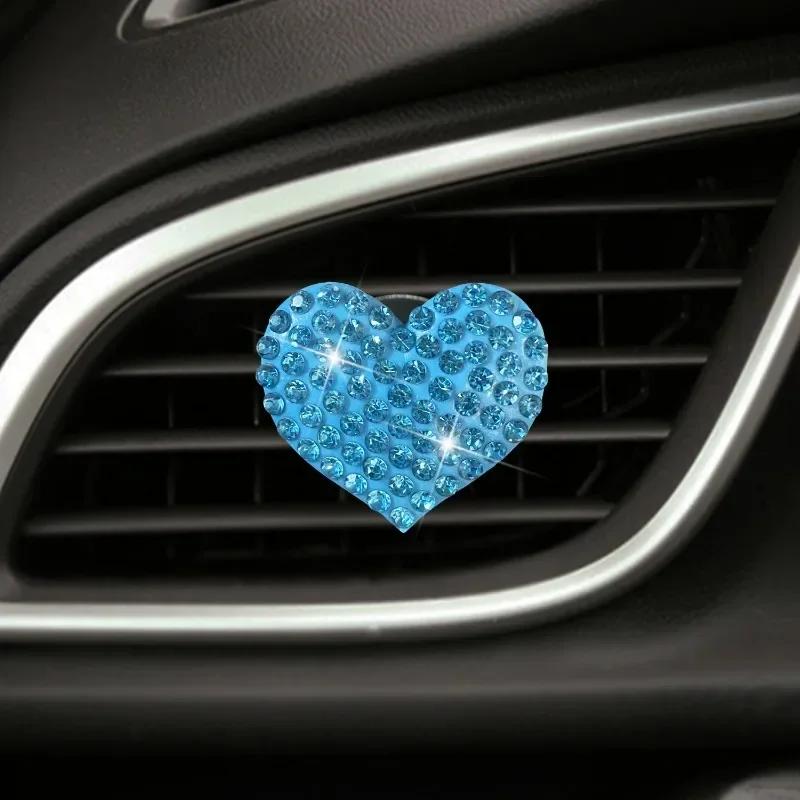 Sparkling Heart Rhinestone Car Decoration Cute Car Perfume Clip Aromatherapy Air Conditioning Car Accessories Supplies