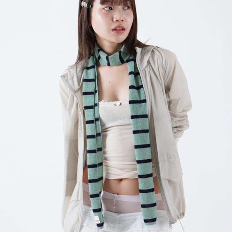 Muwm Lazy Stripe Muffler (Mint Navy)