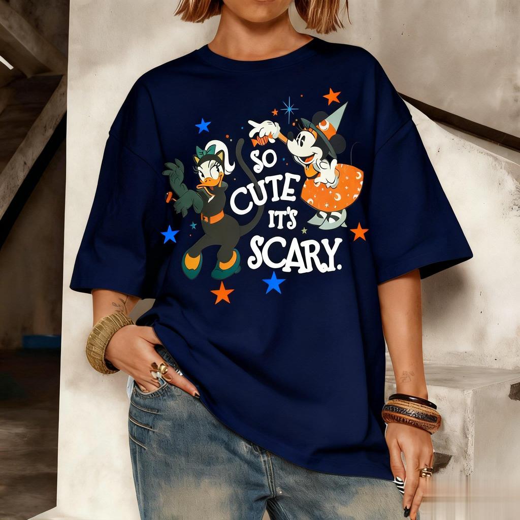 Disney Daisy Print Cotton Tshirt Men Women Summer Casual Graphic Tee Cartoon Halloween Short Sleeves Oversized Casual Y2k Tops