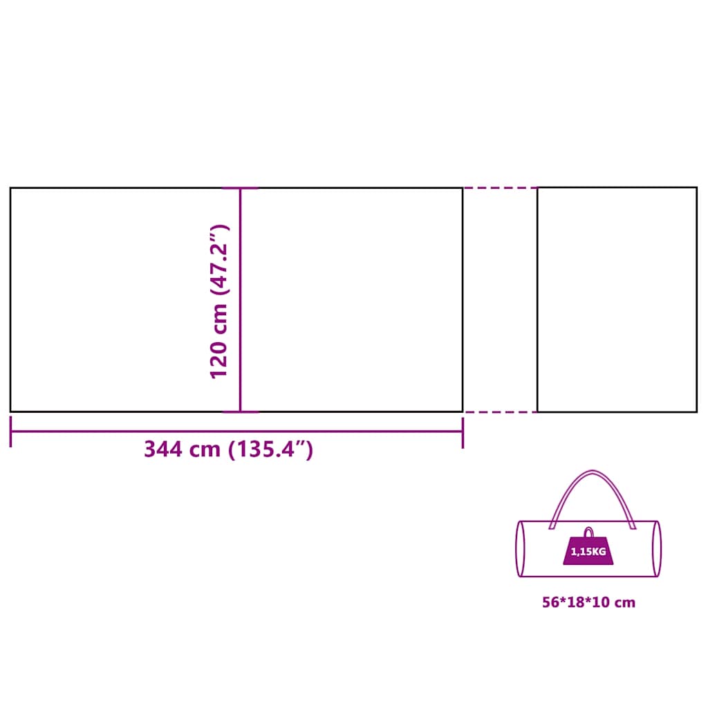 Camping Windschutz Grün 344x120 cm Wasserdicht