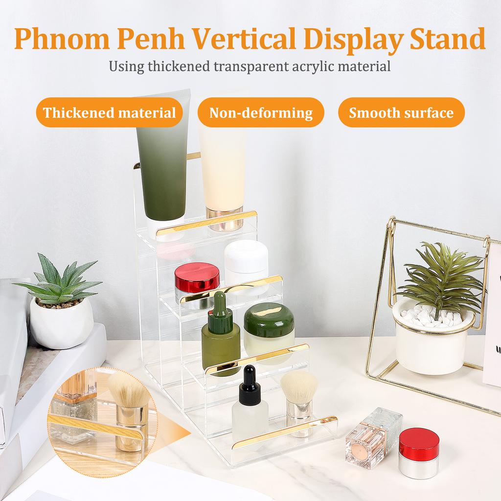 2 Pcs Acrylic Display Stand 3/4 Tier Wallet Display Stand Women Handbag Purse Display Shelf Jewelry Racks Makeup Storage Shelves