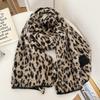 Leopard Print Plush Scarf Women's Winter New Retro Thickened Warm Millennial Babes Style Scarf Shawl Student