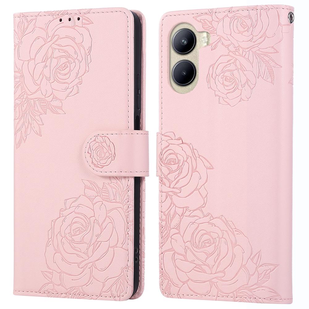 For Realme C33 4G/C33 2023 4G Case Rose Flower PU Leather Wallet Phone Cover with 3 Card Slots