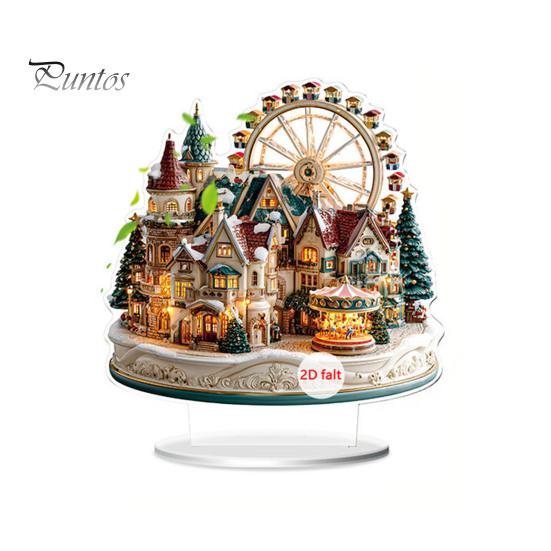 Christmas Tree Tabletop Decor 2D Acrylic Ferris Wheel Ornament for Holiday Tree, Festive Room Interior Decoration Display Board, Decoration,