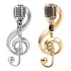 Gold Silver Color Microphone Brooch Jewelry Decoration Music Note Pins Badge Decoration for Unisex