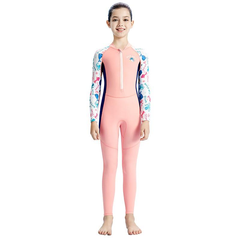 Costume da bagno intero a maniche lunghe per bambini con protezione solare ad asciugatura rapida Costume da bagno per bambina Allenamento al nuoto Snorkeling Impermeabile Cappotto per madre