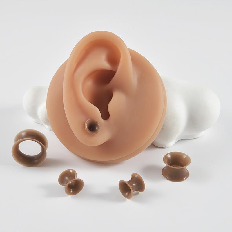 Pair Skin Thin Soft Flexible Ear Tunnels Double Flare Ear Plugs Flesh Tunnel Ear Gauge Expander Stretcher Earlets Earrings