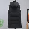 Autumn Winter Men Long Vest Hooded Fashion Thick Warm Sleeveless Parka Casual Black Jacket